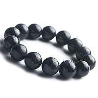 Natural Blue Sapphire Stretch Gems Round Beads Women Men Bracelet two 16mm one of 15mmAAAA
