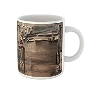 Coffee Mug Composed of Collection Vintage Woodworking Tools on Workbench Carpentry 11 Oz Ceramic Tea Cup Mugs Best Gift Or Souvenir For Family Friends Coworkers