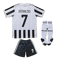 Spark Apparel Soccer Shirt #7 Cristiano Ronaldo Juve Boys Girls Youth Long Sleeve T-Shirt