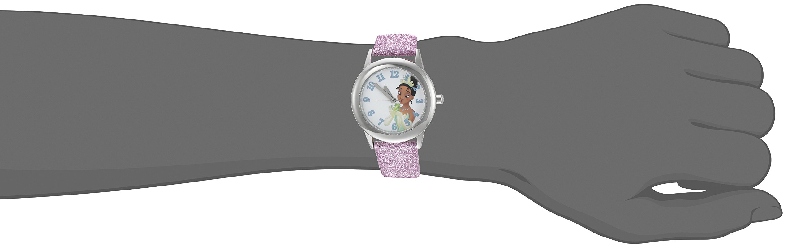 Disney Girl's 'Tiana' Quartz Stainless Steel and Leather Watch, Color:Purple (Model: W002979)