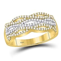 The Diamond Deal 10kt Two-tone Gold Womens Round Diamond Woven Band Ring 1/3 Cttw