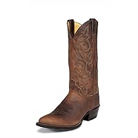 Justin Men's Bay Apache Leather Cowboy Boot Medium Toe Brown