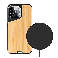 Mous - Protective Case for iPhone 13 Pro Max - Limitless 4.0 - Bamboo + Wireless Charger - Matte Black - Fully Compatible with Apple's MagSafe