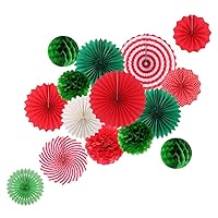 15Pcs Christmas Honeycomb Decorations Tissue Paper pom poms Xmas Party Ceiling Decorations Christmas Paper Fans Paper Flower Decorations Honeycomb Ball Supplies Christmas Tree