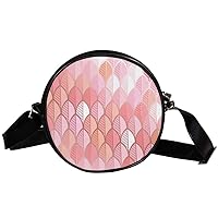 Vector Background In Rose And Gold Tones Circle Shoulder Bags Cell Phone Pouch Crossbody Purse Round Wallet Clutch Bag For Women With Adjustable Strap