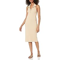 The Drop Women's One Size Madelyn Fitted Half Zip Halter Midi Dress