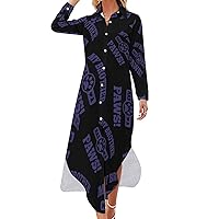Brothers Has Paws Women Shirt Dress Button Down Maxi Dress Long Swing Dress Casual Party Dresses