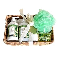 Essentials Gift Basket, Vitamin E Unscented, Glycerine Hand Therapy 6 oz, Silky Body Cream 13 oz, Hand and Shower Cleansing Gel 13 oz, Glycerine Soap 3.5 oz