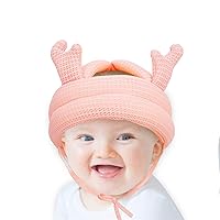 Baby Infant Toddler No Bumps Safety Helmet Head Cushion Bumper Bonnet (Blue Deer) 529 (Color : Pink Elephant)