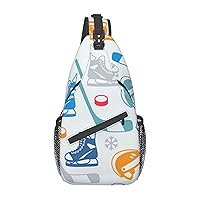 Hockey Elements Creative Patterned Sling Backpack, Multipurpose Travel Hiking Daypack Rope Crossbody Shoulder Bag