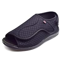 W&LESVAGO Men's Open Toe Breathable Diabetic Sandals, Extra Wide Width Adjustable Edema Shoes for Elderly Swollen Feet