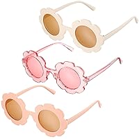 3 Pieces Kids Flower Sunglasses Toddler Girls Round Flower Glasses Baby Cute Sunglasses Outdoor Beach Colorful Eyewear