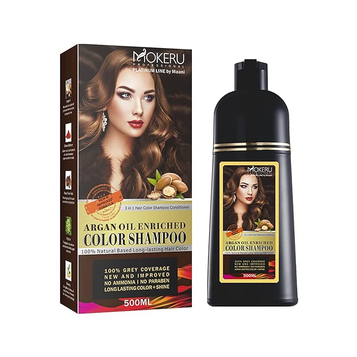 Mua MOKERU Professional Argan Oil Hair Dye Color Shampoo 500 ML I New &  Improved Formula Ammonia Free Paraben Free I Instant Fast Acting Long  Lasting Signature Platinum Line by Maani (Dark
