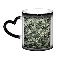 Army Digital Camouflage Print Coffee Mug 13 oz Heat Sensitive Color Changing Mug Cute Ceramic Mug For Women Men