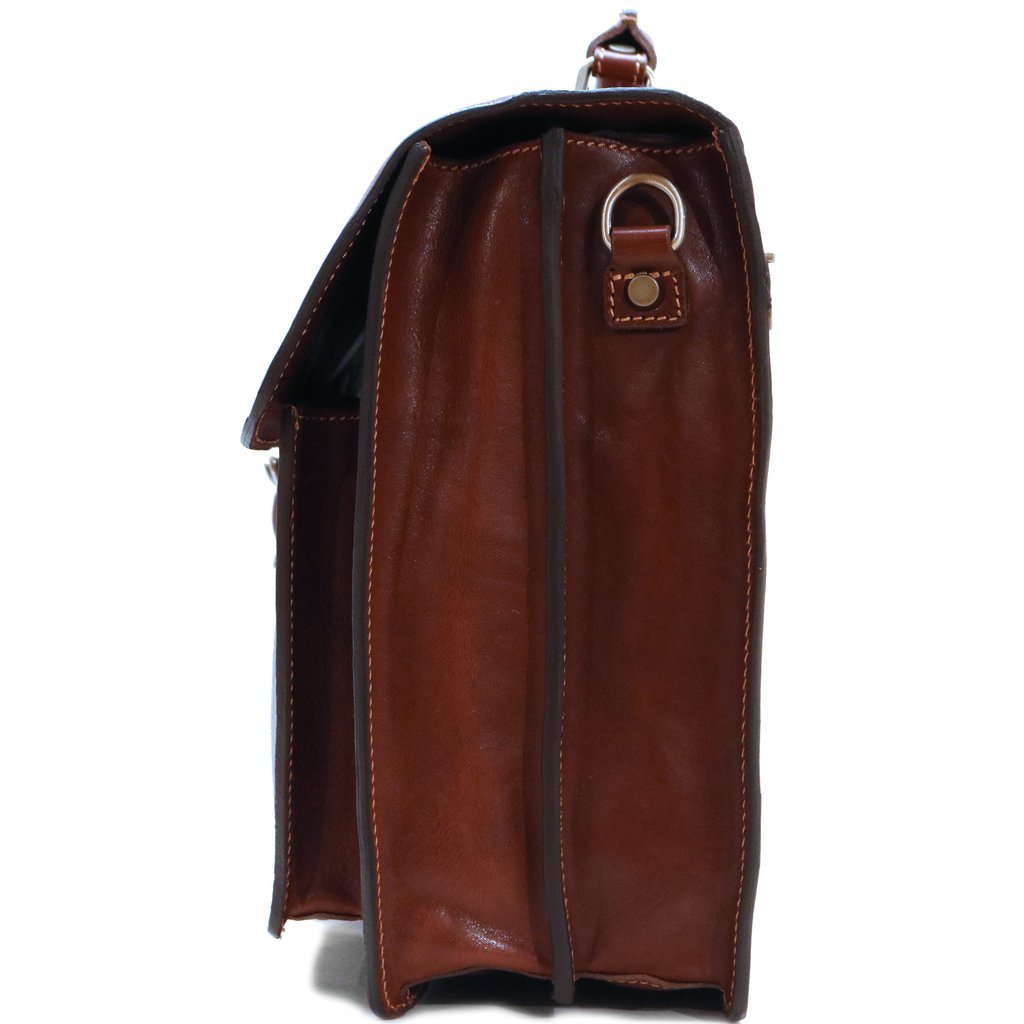 Floto Novella Roller Buckle Briefcase Messenger Bag in Full Grain Leather