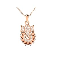 Certified 18K Gold Ganapati Style Pendant in Round Natural Diamond (0.35 ct) with White/Yellow/Rose Gold Chain Religious Necklace for Women