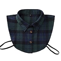 Detachable Half Shirt Blouse False Collar Cotton Plaid Shirt Collar Fake Collar Dickey Collar