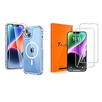 TAURI iPhone 13/14 Magnetic Case and Tempered Glass Screen Protector Bundle