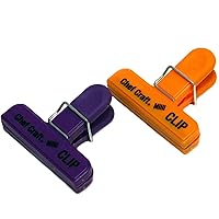 Select Plastic Mini Bag Clip, 3 inch Width 2 Piece Set, Purple/Orange