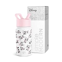 Simple Modern Disney Minnie Mouse Kids Water Bottle with Straw Lid | Reusable Insulated Stainless Steel Cup for Girls, School | Summit Collection | 14oz, Minnie Mouse Retro
