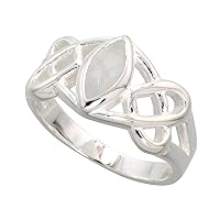 Sterling Silver Celtic Motherhood Knot Ring with Natural Moonstone 3/8 inch Wide, Sizes 6-10