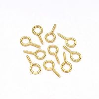 200pcs Gold Small Tiny Mini Screw Eye Pins Hooks Eyelets Screw Threaded for Jewelry Making Findings DIY Crafts,5 Sizes (Gold, 5.5mm*12mm(0.22inch*0.47inch))