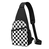 Black And White Pattern Casual Crossbody Chest Bag, Lightweight Shoulder Backpack, Women'S, Men'S Hiking Outdoor Backpacks