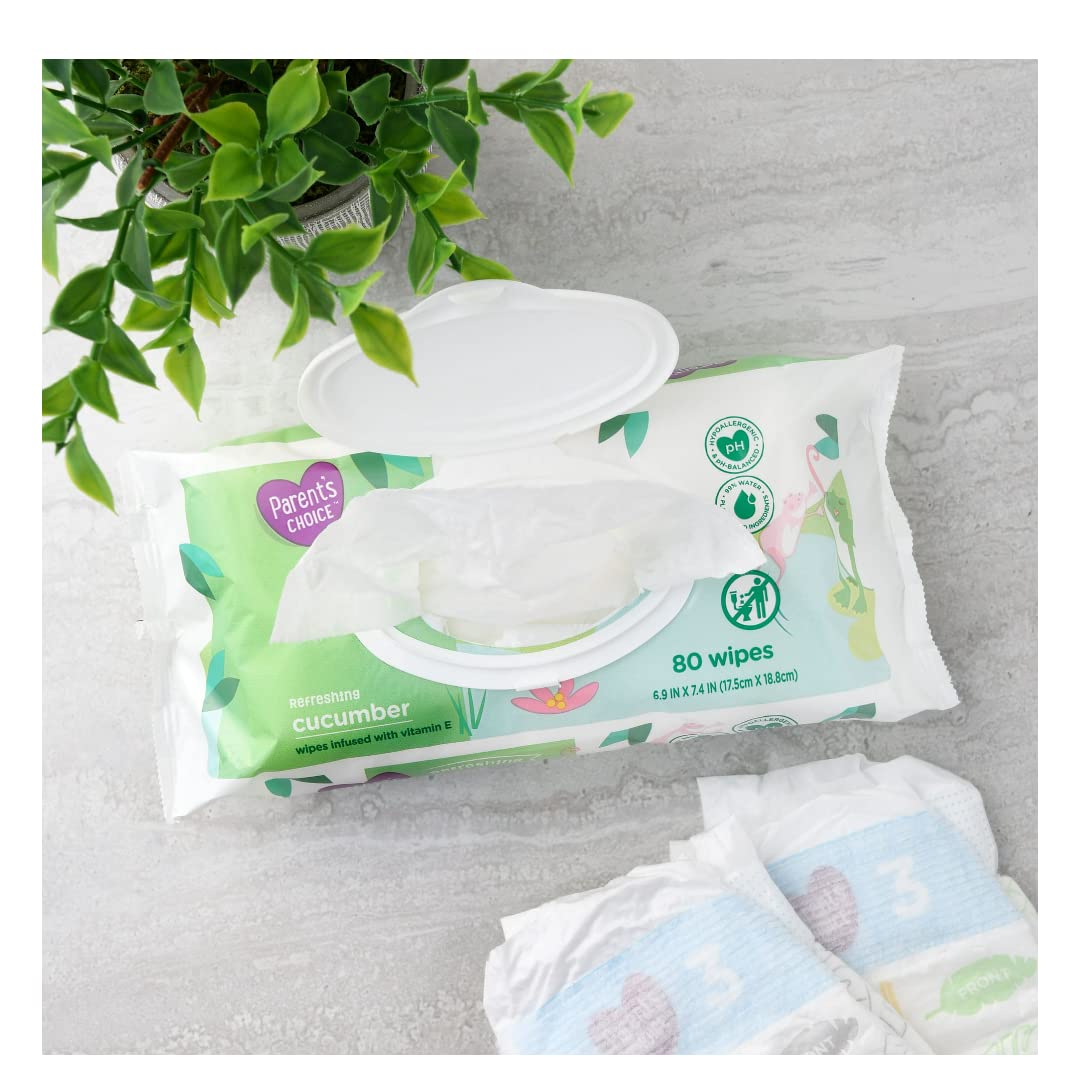 Parent's Choice Baby Wipes Refreshing Cucumber 240 Ct w/ Aloe