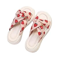 Kids Girls Summer Strawberry Print Slippers Cute Rubber Sole Slides Thick Sole Non-Slip B𝐞ach Party Shoes