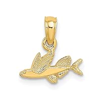 14k Gold Mini Flying Animal Sealife Fish Pendant Necklace Measures 6.3x11.5mm Wide 1.1mm Thick Jewelry for Women