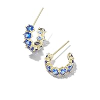 Kendra Scott Cailin 14k Gold-Plated Brass Crystal Huggie Earrings in Blue Crystal, Fashion Jewelry For Women