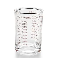 1 PACK Measuring Cup Shot Glass 3 Ounce/90ML Liquid Heavy Glass Red Scale