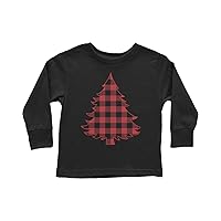 Threadrock Kids Red Plaid Christmas Tree Toddler Long Sleeve T-Shirt