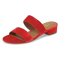 FSJ Women Comfortable Open Toe Sandals Mule Chunky Low Heel Strappy Casual Shoes Size 4-15 US