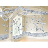 Amscan Shiny Giant Party Room Decorating Kit (22 Piece), Silver