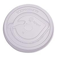 Eco-Products GreenStripe Compostable Plastic Cup Flat Lids, Case of 1000, Perforated Straw Hole, Fits 9-24oz Cups, Made From PLA Renewable Plant Based Plastic, Clear For Visibility
