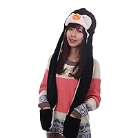 TONWHAR Cartoon Animal Hood Hoodie Hat with Attached Scarf and Mittens