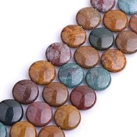GEM-Inside Natural 20mm Coin Ocean Jasper Gemstone Loose Beads Energy Stone Handmade Beads for Jewelry Making Jewelry Beading Supplies for Women