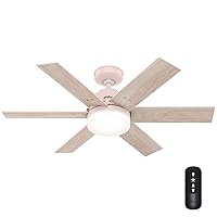 Hunter Fan 44 inch Casual Blush Pink Finish Indoor Ceiling Fan with Light Kit and Remote Control (Renewed)