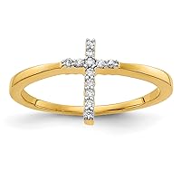 14k White Gold Diamond Cross Ring