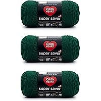 Red Heart Super Saver Hunter Green Yarn - 3 Pack of 198g/7oz - Acrylic - 4 Medium (Worsted) - 364 Yards - Knitting/Crochet