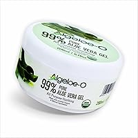 SHOPRYTHM Algeloe-O Organic Aloe Vera Gel 99% Pure Natural made with USDA Certified Aloe Vera Powder Paraben, sulfate free with no added color 200ml/6.76oz.