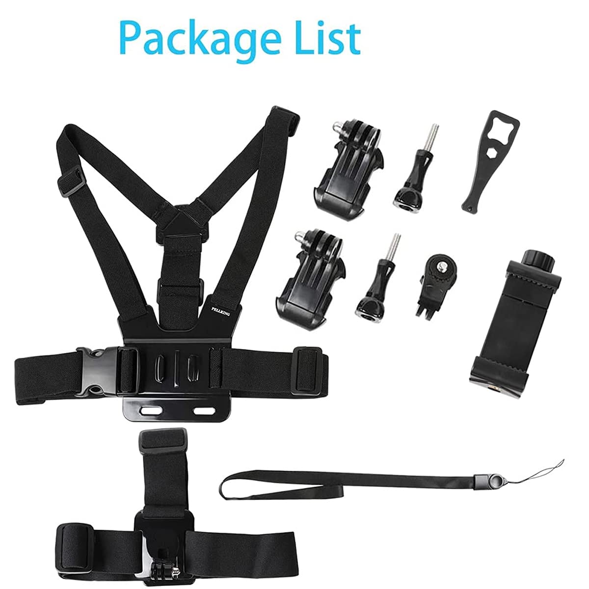 Mobile Phone Chest Strap Harness Mount Head Strap Holder Kit for POV/VLOG,Cell Phone Clip Compatible with iPhone,Samsung,GoPro Hero 9, 8,7, 6, 5, 4, 3,2, 1,AKASO,DJI Osmo,and Action Cameras…