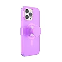 PopSockets iPhone 14 Pro Max Case with Phone Grip and Slide Compatible with MagSafe, Wireless Charging Compatible - Pink Translucent