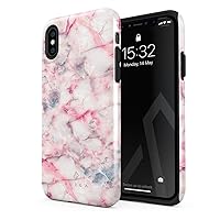 BURGA Phone Case Compatible with iPhone X/XS - Hybrid 2-Layer Hard Shell + Silicone Protective Case -Raspberry Jam Pink Candy Marble - Scratch-Resistant Shockproof Cover