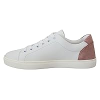 Dolce & Gabbana White Pink Leather Low Top Sneakers Women's Shoes