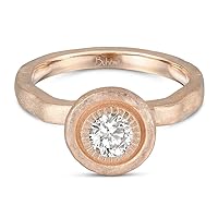 Boheme Lava 18K Rose Gold Organic Bridal Solitaire Halo Engagement Ring With GIA Certified Natural Center Diamond