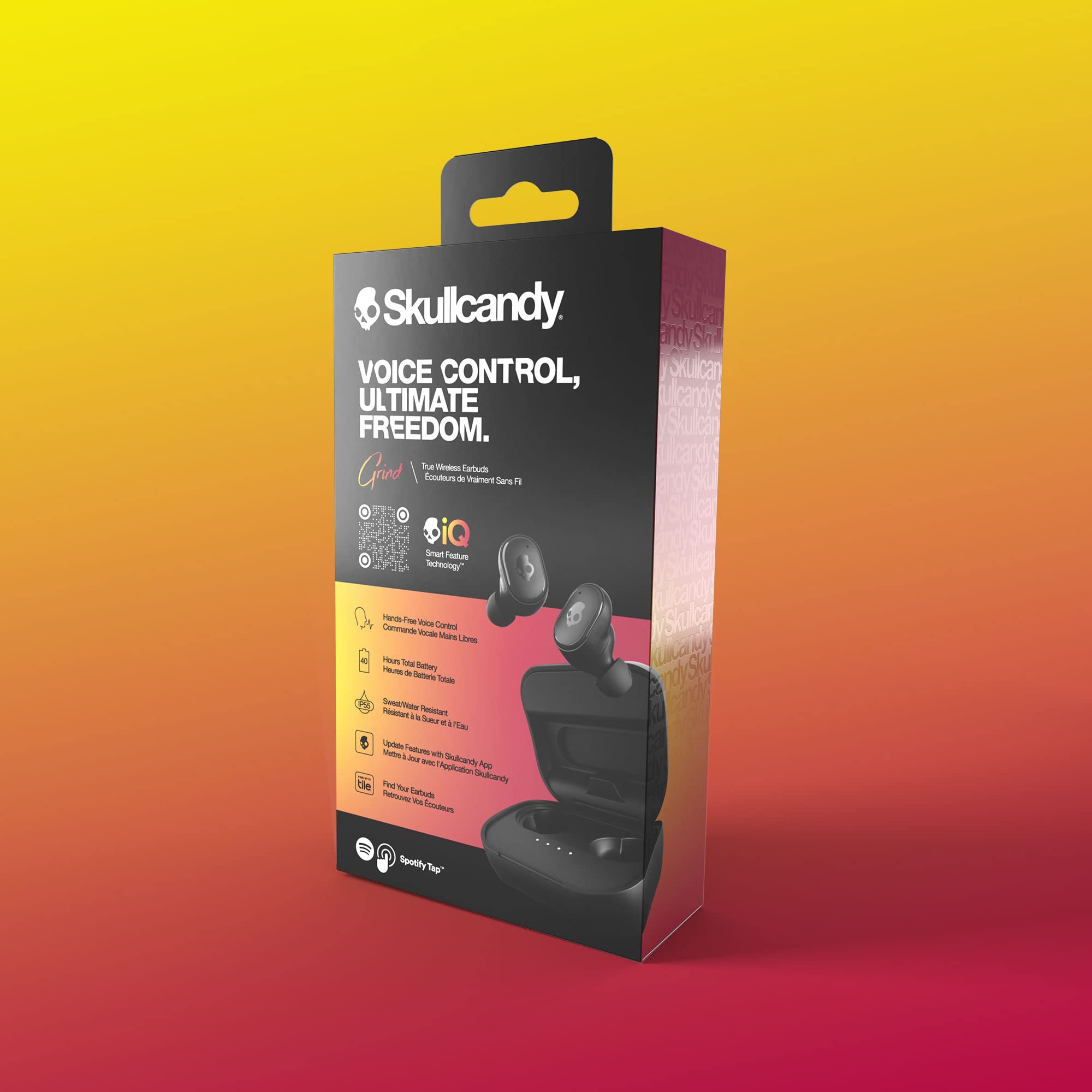 Skullcandy Grind In-Ear Wireless Earbuds, 40 Hr Battery, Microphone, Works with iPhone Android and Bluetooth Devices - Black