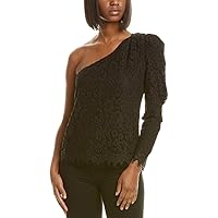 Leyden Womens Embroidered Cold Shoulder Long Sleeve Asymmetrical Neckline Party T-Shirt