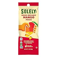 SOLELY Organic Dried Mango Pieces, 1 oz, 10 Pouches – Real Fresh Fruit, Portable On-the-Go Snack, Vegan, Non-GMO, No Sugar Added, Not From Concentrate, Shelf-Stable, Healthy Snack for Kids & Adults